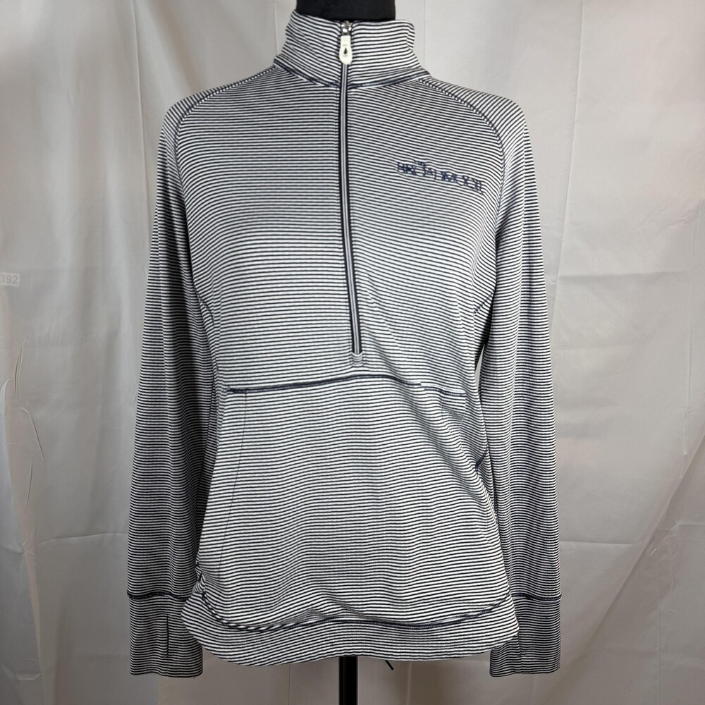 Kate Lord Sweatshirt Womens Small Blue Striped Broadmoor Golf 1/4 Zip Pullover